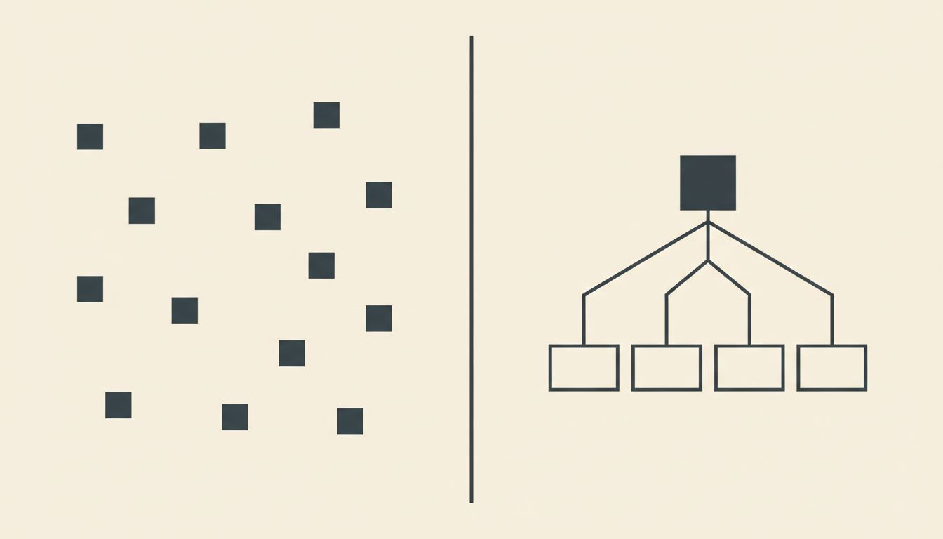 From producer to director: the marketer&rsquo;s work shifts from making each artifact (left) to shaping the system that produces them (right).
